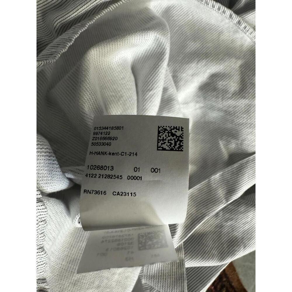 Hugo Boss H-HANK-kent Slim Fit Striped Dress Shirt Cotton White Size 41 L 16 - Picture 6 of 7